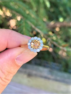 Beautiful Sapphire and Diamond Daisy Cluster Ring