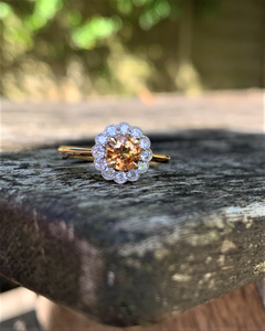 Beautiful Sapphire and Diamond Daisy Cluster Ring