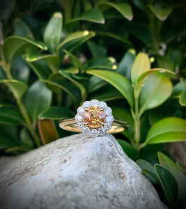 Beautiful Sapphire and Diamond Daisy Cluster Ring