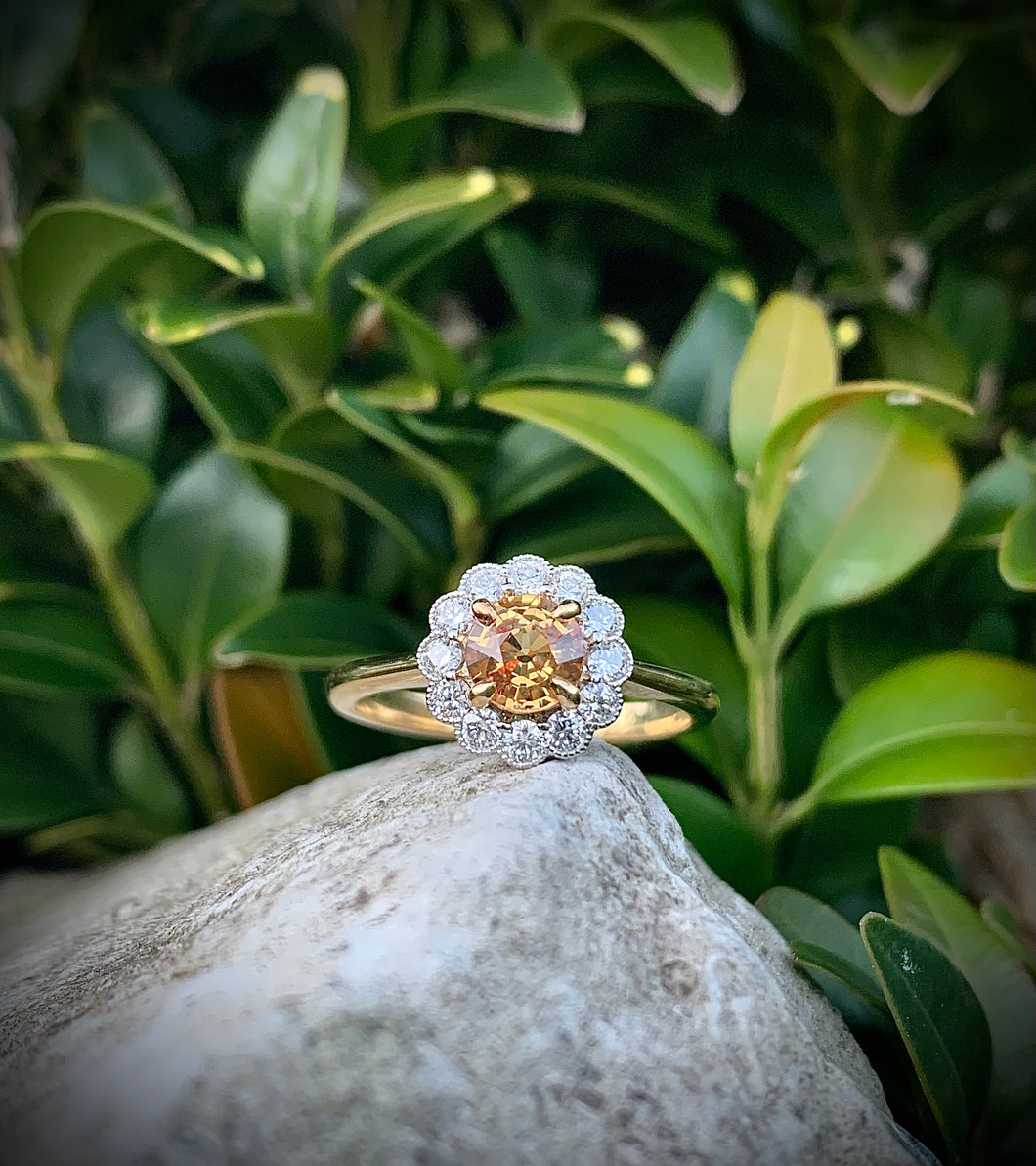Beautiful Sapphire and Diamond Daisy Cluster Ring