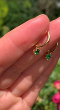 Load image into Gallery viewer, Vivid Green Emerald Huggie-Hoop Charm Earrings
