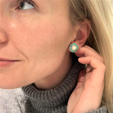 Load image into Gallery viewer, Incredible Natural Pearl and Turquoise Statement Earrings in Yellow Gold

