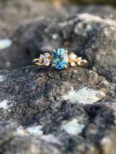 Load image into Gallery viewer, Teal Sapphire and Diamond Scatter Ring

